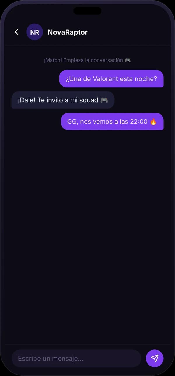 Chat para coordinar la partida